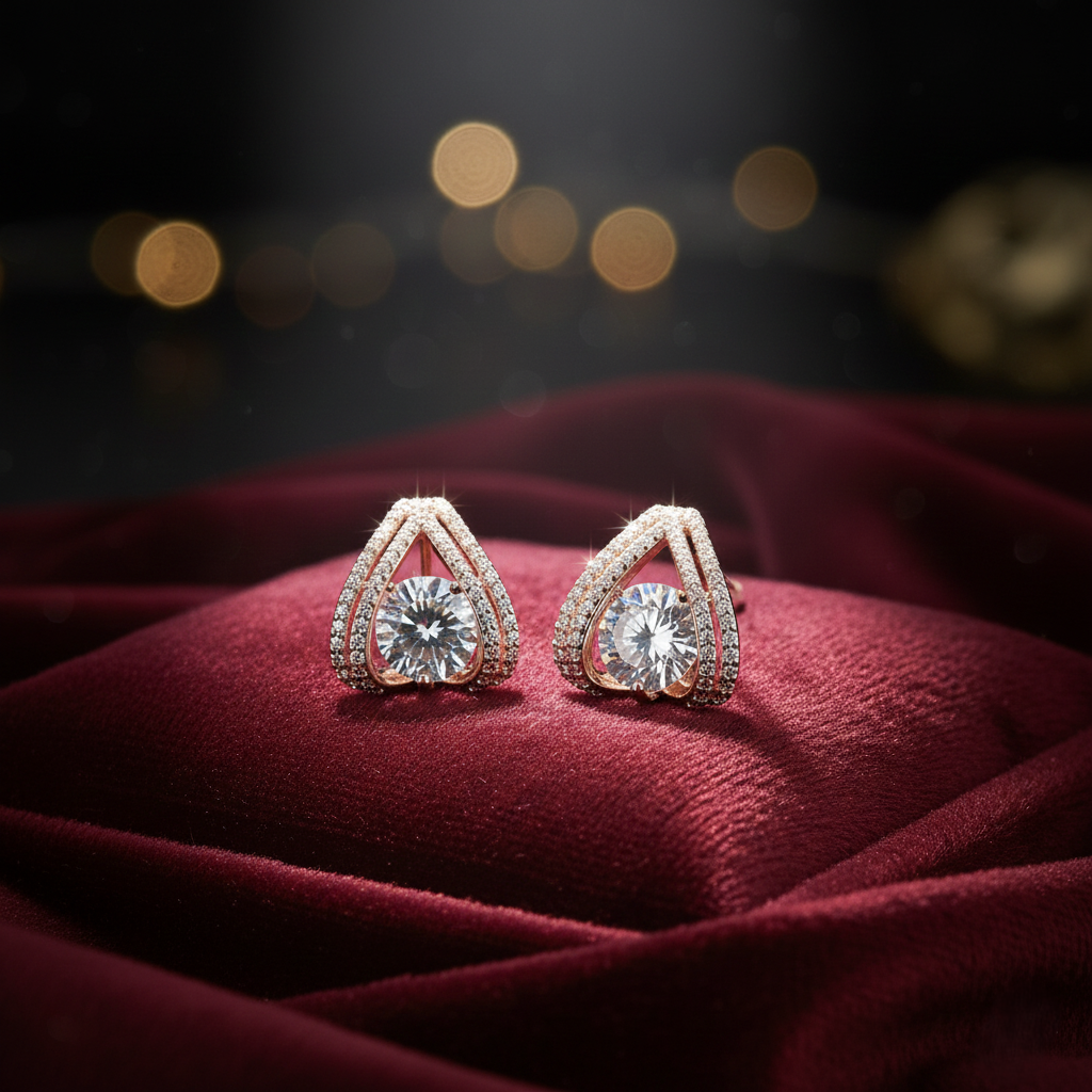 Classic Solitaire Earrrings - Rose Gold